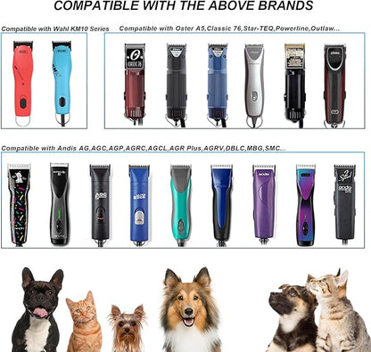 7FC Detachable Pet Clipper Replacement Blades Compatible with Andis/Oster A5/Wahl KM10 Series Dog Clipper,Made of Ceramic Blade & Stainless Steel Blade,Size 7FC Cut Length 1/8-Inch（2 Pack）