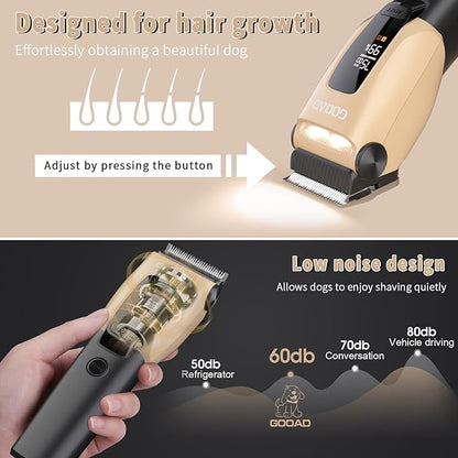 Dog Clippers for Grooming for Heavy Thick Coat, LED Light 2200mAh Dog Grooming Kit, Low Noise Hair Trimmer,Cordless Pet Hair Shaver with Stainless Steel Blade for Small and Large Dogs