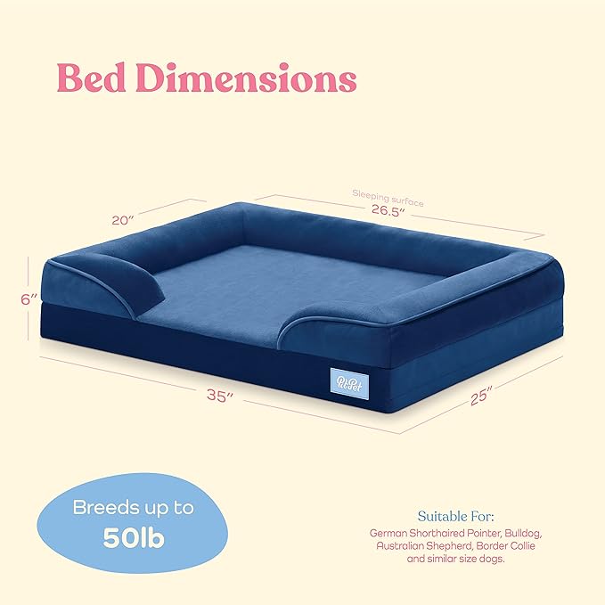 Orthopedic Sofa Dog Bed - Ultra Comfortable Dog Bed for Large Dogs - Breathable & Waterproof Pet Bed- Egg Foam Sofa Bed with Extra Head and Neck Support - Removable Washable Cover with Nonslip Bottom