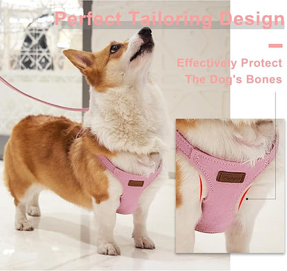 Puppytie No Pull Small Dog Harness with Multifunction Dog Leash, Lightweight Soft Adjustable No Choke Escape Proof Pet Harness Vest, Pink