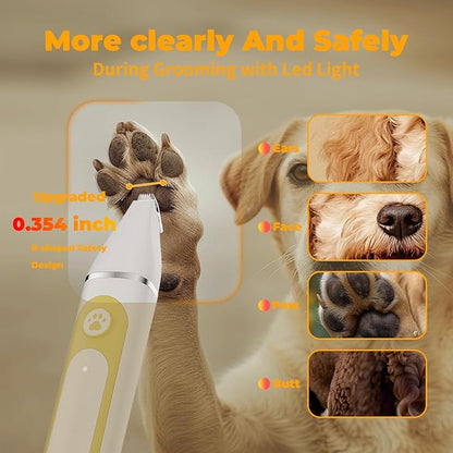 Dog Clippers Grooming Kit with 4 in 1 Tools, Cordless Dog Paw Trimmer & IPX7 Waterproof & Nail Grinder, Low Noise Quiet Design with Silicone Grip for Dogs and Cats