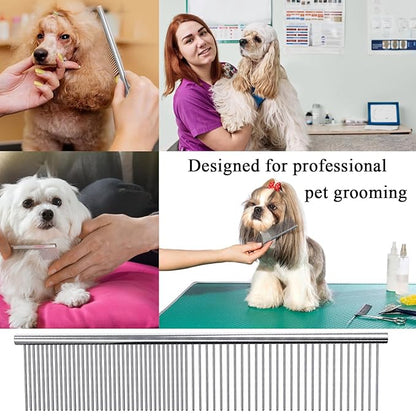 Dog Comb, Metal Dog Grooming Combs with Rounded Ends Stainless Steel Teeth for Grooming Matting Cats Dogs Comb Brush Tool for Long Haired Pets Gently Remove Tangles and Knots
