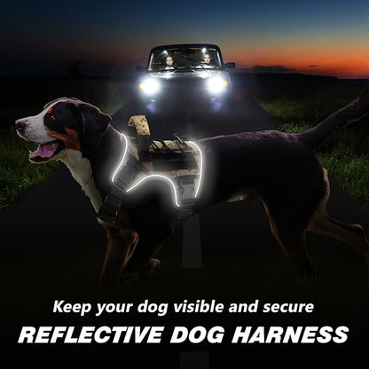 WINGOIN Tactical Dog Harness for Small Dogs, Heavy Duty No Pull Harness with Handle, Adjustable Reflective Military K9 Service Pet Vest for French Bulldog, Pug, Walking, Hunting, Camo (S)