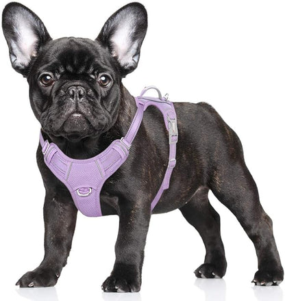 BARKBAY No Pull Dog Harness Large Reflective Dog Harness with Front Clip and Easy Control Handle for Walking Training Running with ID tag Pocket(Violet Purple,S)