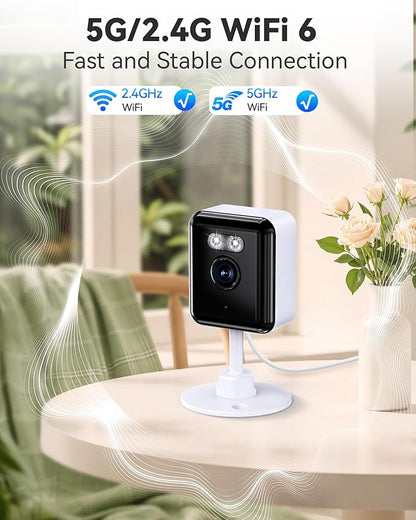 2K Cameras for Home Security, 2.4/5GHz Wi-Fi 6 Indoor Camera for Dog/Pet/Nanny/Baby with US Phone App, AI Text Recognition, Smart Search, Color Night Vision,2 Way Talk Mini Cam,Human Detection,2 Packs