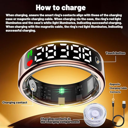 Smart Health Ring for Women Men, Smart Ring Fitness Tracker for iOS Android, Heart Rate, Blood Oxygen, Blood Pressure, Sleep Monitoring,5ATM Waterproof, No Subscription Fee (Black, 11#)