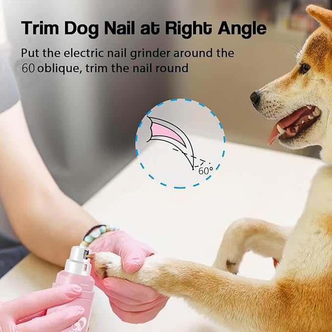 Dog Nail Grinder & Nail Clippers 2-in-1 Upgrade, Professional Electric Rechargeable Pet Nail Trimmer Painless Claw Grooming and Smooth, for Small, Medium, Large Dogs & Cats (Pink, Electric)