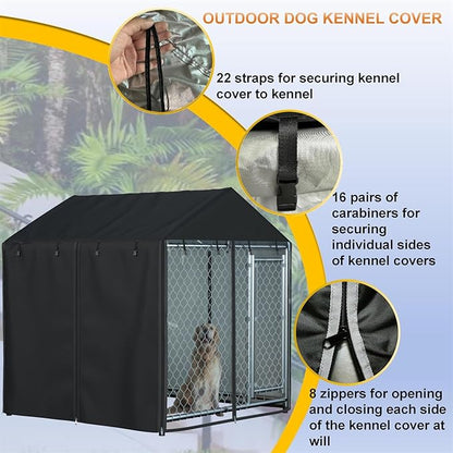 Outdoor Dog Kennel Cover Waterproof Dustproof Heavy Duty 600D 6.76 ft X 6.76 ft X 5.5 ftOutdoor Dog Pen Cover Heavy Duty Dog Kennel Mesh Large Cage Cover (cover only)
