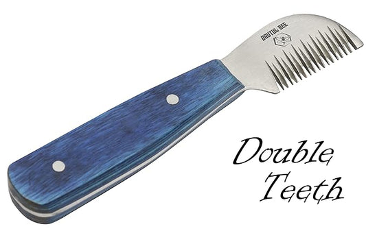 Bee Dog Grooming Coat Stripping Knife Stripper Trimmer Tool Wooded Handle Stripping Knives Set of 5 in Stainless Steel Non-Slip Tools for Grooming Dogs (BLUE)
