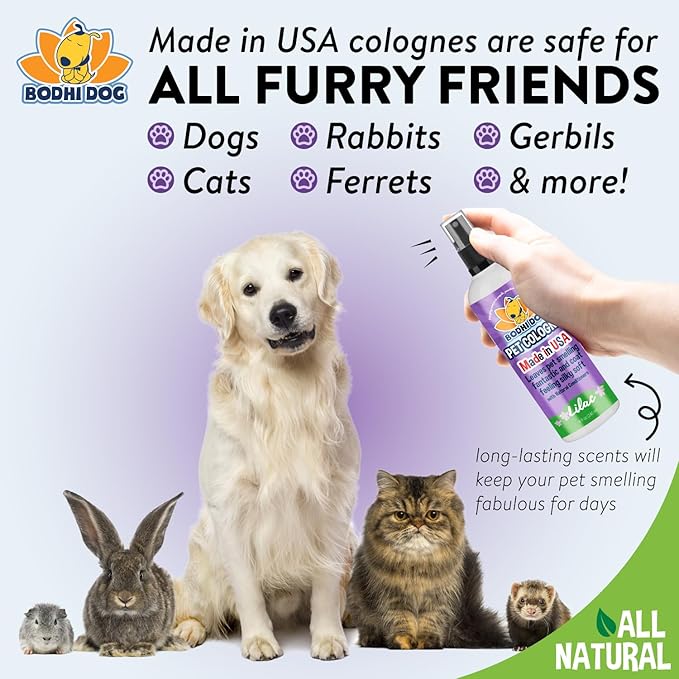 Bodhi Dog Natural Dog Cologne (Lilac) - Premium Scented Deodorizing Pet Perfume with Conditioner for Dogs & Cats - Keeps Pets Fresh & Clean - Gentle and Safe Formula, Made in USA (8 Fl Oz)