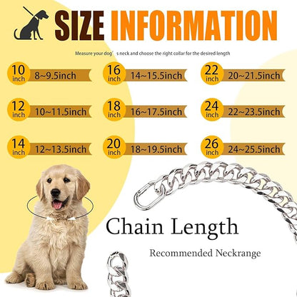 Cuban Link Chain Dog Durable Light Metal Dog Collar Silver Chain for Dog Cute Fashion Jewelry Accessories for Dogs Bulldog Pitbulls (19MM)(12)