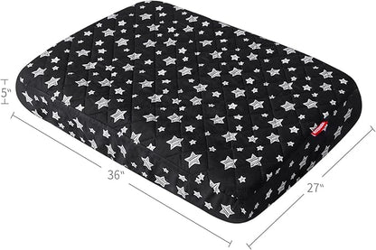 Dog Bed Covers Replacement Washable Pet Hair Easy to Remove, Waterproof Dog Bed Covers Noiseless Quilted, Pet Bed Cover Lovely Black Star Print, Puppy Bed Cover 27x36 Inches, for Dog/Cat, Cover Only