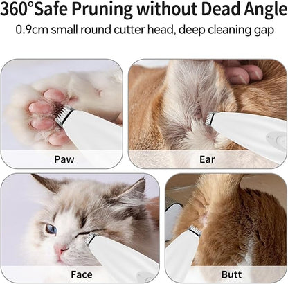 Dog Clippers for Grooming, Low Noise Cordless Dog Paw Trimmer, Rechargeable Small Pet Hair Trimmer for Grooming (White)