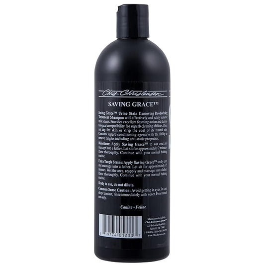 Chris Christensen Saving Grace Canine Treatment Shampoo, Dog Shampoo, Groom Like a Professional, Urine Stain Remover, Deodorizing Shampoo, All Coat Types, Made in USA, 16 oz