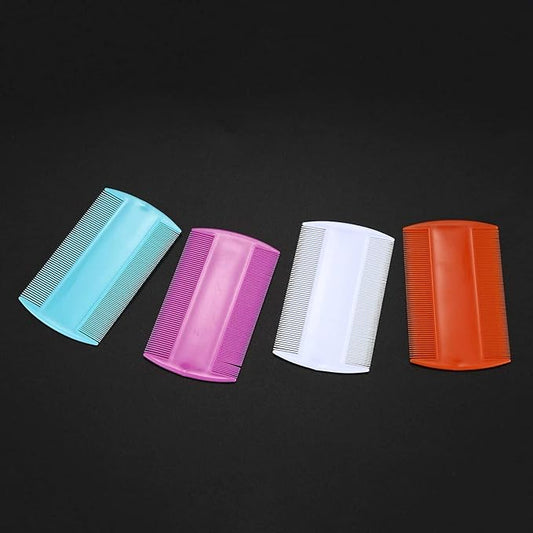 4 Pcs Lice Combs, Double sided Pet Combs, Cat Dog Pet Grooming Fine Tooth Hair Combs Mixed Color