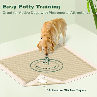 MIZOK Pee Pads for Dogs 36x36in Bamboo Dog Pee Pads, Dog Pads Extra Large Super Absorbent Odor Eliminating Leak-Proof Puppy Pads with Adhesive Tabs, Disposable (30 Counts)