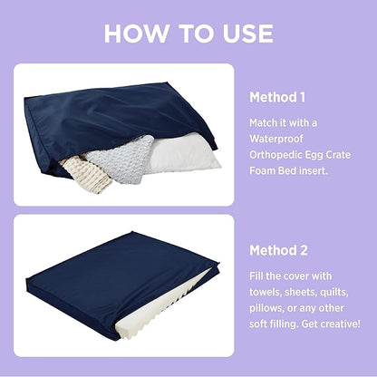 Lesure Water-Resistant Dog Bed Cover - XL Dog Bed Removable Cover, Replacement Washable, Dog Bed Covers for Pet Mat Bed, 44x32x3 Inches