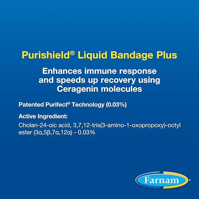 Farnam Purishield Wound and Skin Care Liquid Bandage Plus, Promotes Healing* and Provides 24-Hour Barrier* for Horses, Dogs, Cats & Livestock