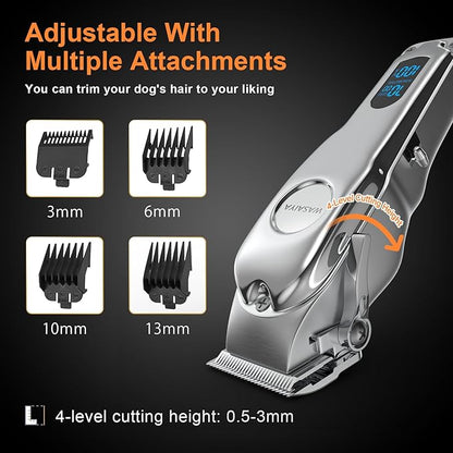 Dog Clippers for Grooming, Professional Dog Grooming Clippers, Heavy Thick Hair&Coats, Low Noise, Cordless, LED Display, Small & Large Dogs Cats, Pets and Animals