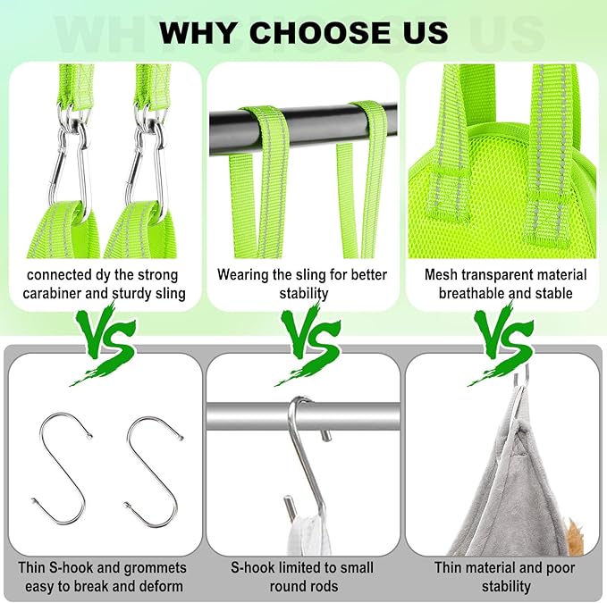 Dog Grooming Hammock Harness for Cats Dogs, Dog Grooming Harness with Pet Nail Clipper Trimmer, Dog Hanger Sling Trimming Clipping Nails (Small, Green)