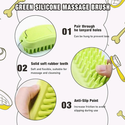 Dog Bath Brush, Dog Shampoo Brush with Washing Pet Rubber Bathing Rubber Curry Brush for Bathing for Grooming, Shedding, Massaging