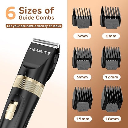 Dog Clippers for Grooming, Low Noise, Electric Quiet, Adjustable Clipper Comb, Rechargeable Cordless Dog Hair Clippers for Dogs Cats Pets, Black