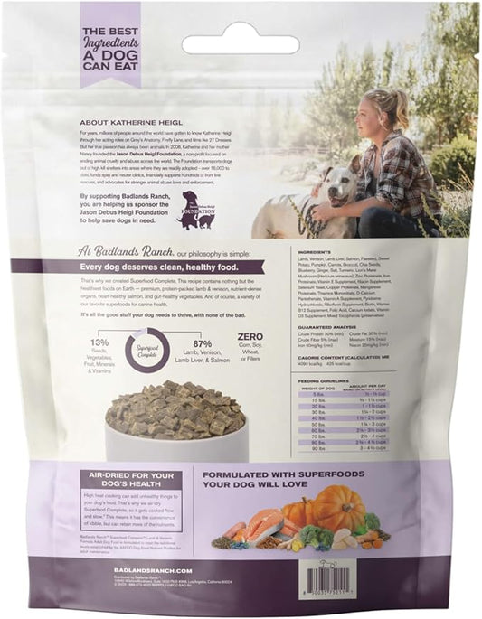 Superfood Complete, Air-Dried Adult Dog Food, High Protein, Zero Fillers, Superfood Nutrition by Katherine Heigl (Premium Lamb & Venison Formula, 11.5 oz.)