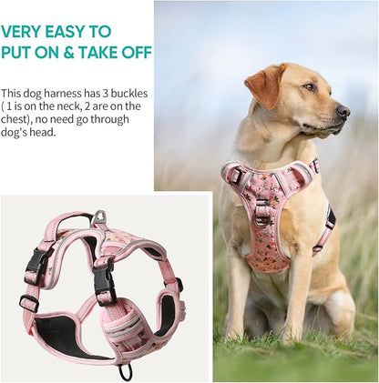 Timos Dog Harness,NO Need Go Over Dogs Head 3 Snap Buckles Pet Harness with 2 Leash Clips,Adjustable Soft Padded No-Pull,Reflective No-ChokeOxford Vest for Small Medium Large Dogs,X-Large (Pack of 1)