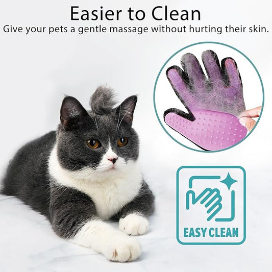 LIONROGE Cat Grooming Glove Brush,Self-Cleaning Slicker Pet Brush for Short and Long Haired Pets,Dog Bath Brush for Shedding and Grooming,Removes Loose Hair and Tangles,Promote Circulation