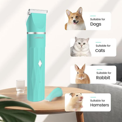 FERRISA 2 in 1 Dog Clippers for Grooming, Dog Hair Clipper for Grooming, Quiet Small Pet Grooming Kit, Electric Pet Hair Trimmer, Waterproof Cat Clipper with 2 Trimming Heads