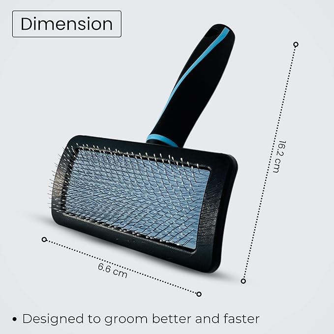 Pet Slicker Brush (Small Size, Black) for Grooming Pet Hair with Fluff Detangle Style – Dog Brush for Long & Short Haired Dogs for Goldendoodles – Curved Pin for – Removes Tangles & Loose Fur