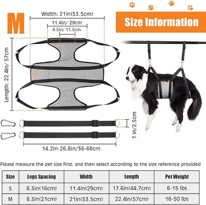 Ownpets Pet Grooming Hammock, Breathable Dog Grooming Hammock with Carabiners, Pet Grooming Harness Sling for Grooming, Hair Nail Trimming Cutting & More, M