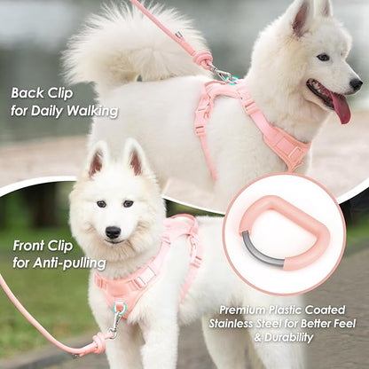 No Pull Dog Harness, Puppy Vest with Front Clip for Small Medium Large Sized Dog(Light Pink,XL)