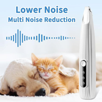 Upgraded Dog Paw Trimmer with LED Light, Low Noise Cat Clipper for Grooming, 9mm Precision Blade Digital Display Pet Paw Trimmer for Paws, Ears, Face, Waterproof Rechargeable Paws Clipper for Dog Cat