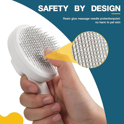 New pet brus, cat hair brush with release button,Dog hair brush,Removing loose hair,Pet grooming supplies,Cat brushes for indoor cats(Pink)