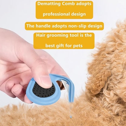 2 PCS Pet Grooming Tool Professional Dematting Comb Dog Detangler Brush Hair Grooming Tool Dog Undercoat Rake Grooming Rake for Grooming - Cuts Through Matts & Tangles with Ease(Blue、Green
