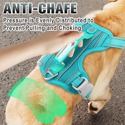 BARKBAY No Pull Dog Harness Large Reflective Dog Harness with Front Clip and Easy Control Handle for Walking Training Running with ID tag Pocket(Ocean Blue,M)