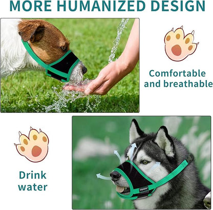 Dog Muzzles for Medium Dogs, Muzzle for Medium Sized Dog, Soft Muzzle for Dogs, Soft Mesh Dog Muzzles for Biting Barking Chewing, Muzzles for Dogs M Green