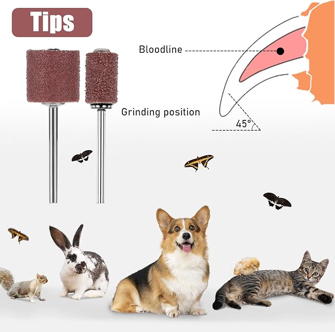 34pcs Dog Nail Grinder Pet Nail Grinder for Dogs Replacement Kit Sanding Drum Set with Grit Sanding Bands Pet Nail Smoother Dog Claw Care Rotary Tool Kit Dog Claw Trimmer Tools (120 Grit +80 Grit)