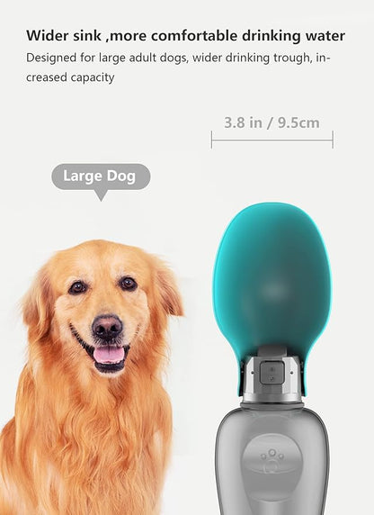 Kalimdor Dog Water Bottle, Leak Proof Portable Puppy Water Dispenser with Drinking Feeder for Pets Outdoor Walking, Hiking, Travel, Food Grade Plastic (27oz Pink)