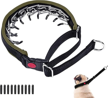 Martingale Collar for Dogs, Heavy Duty Nylon No Pull Dog Collar with Buckle, Adjustable Anti Pull Collar Reflective Slip Collar for Large Medium Small Dog Training Walking L Army Green