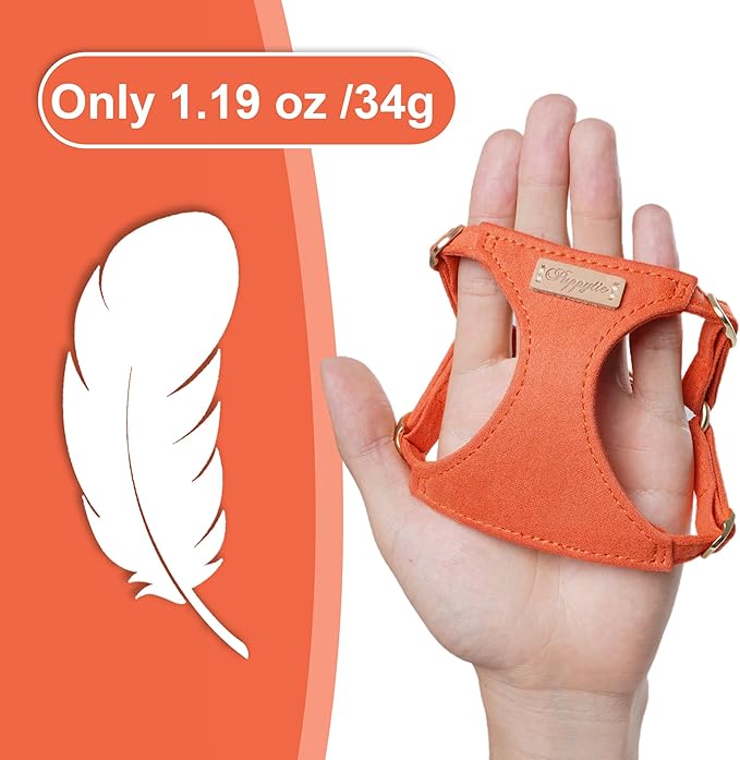 Puppytie No Pull XXS Puppy Harness with Multifunction Dog Leash,Soft Adjustable No Choke Escape Proof Pet Harness Vest,Orange,XXS