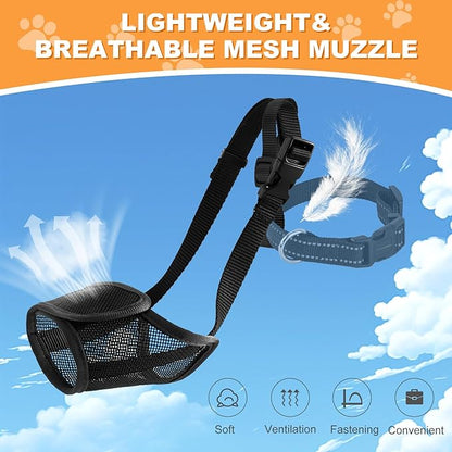 Dog Muzzle, Soft Mesh Muzzle for Small Medium Large Dogs,Chihuahua German Shepherd Bulldog,Breathable and Drinkable Muzzle Cover, Adjustable Anti-Fall Bite Barking Chewing Muzzle (Medium)