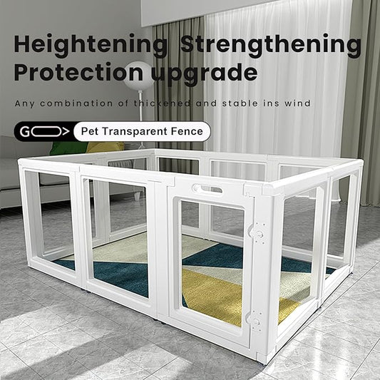 Dog Playpen,Dog Pen,Clear Dog Playpen, Acrylic Dog Pen，Easy to Install and Remove Dog Playpen and Kennel Playpen, Suitable for Dogs, Cats,Dog Playpen Indoor (White, 23.6" H, 12 Pieces)