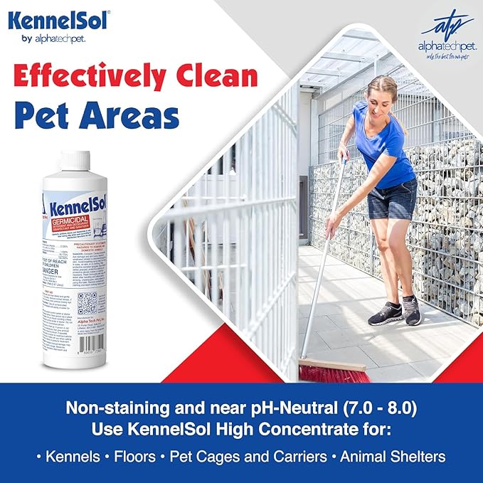 atp 1-Step Kennel Cleaner - EPA Registered Liquid Concentrate Disinfectant and Deodorizer, Effective Against Bacteria and Viruses - 1 Pint by Alpha Tech Pet