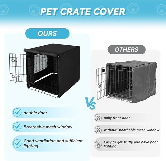 X-ZONE PET 30" Dog Crate Cover for Indoor/Outdoor - Heavy Duty Polyester Pet Kennel Cover Fits for Wire Dog Cage Black