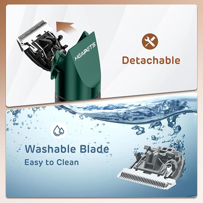Dog Clippers for Grooming, Low Noise, Electric Quiet, Adjustable Clipper Comb, Rechargeable Cordless Dog Hair Clippers for Dogs Cats Pets, Green