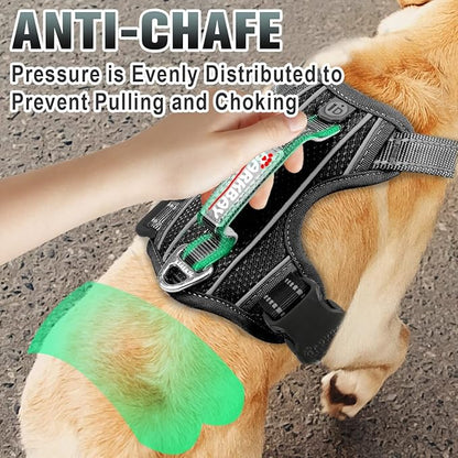 BARKBAY No Pull Dog Harness Large Reflective Dog Harness with Front Clip and Easy Control Handle for Walking Training Running with ID tag Pocket(Black,M)