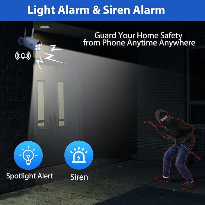 Hiseeu Solar Powered Wireless Security Camera System Outdoor, 10CH 4K NVR, AI Human Detection, 2-Way Audio, 4MP Security Solar Battery Cameras with Color Night Vision, IP66 Waterproof, 1TB HDD