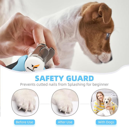 Large Dog Nail clippers with Sharp Stainless Steel Blade for Smooth Cutting, Ergonomic TPE Handle Special Baffle to Avoid Flying Nail Fragments, Hidden Nail File (Large/Medium)